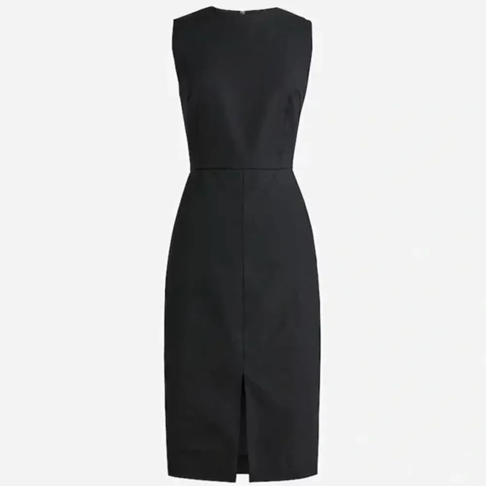 J.Crew High Neck Sheath Dress in Stretch Linen Blend Black Size 0 NEW with tags!